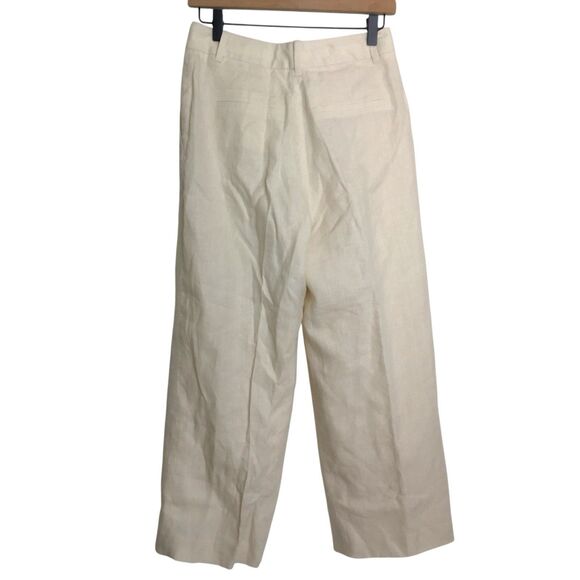 Aritzia The Effortless Pants Linen Cropped Sz 4 Natural Ecru - Picture 6 of 14